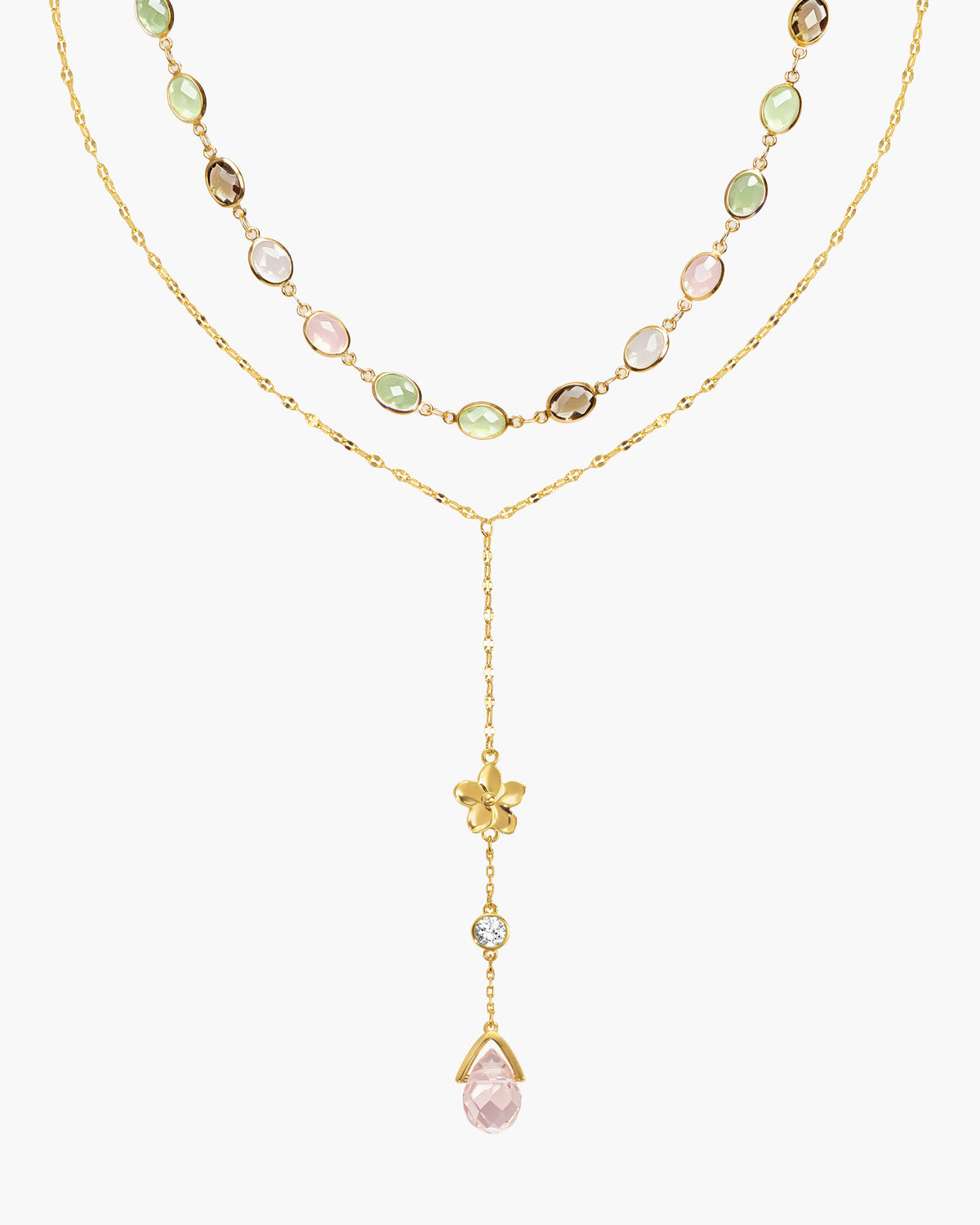 Petal Lariat Necklace in Silver