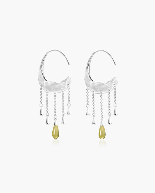 Waterdrop Tassel Earrings in Silver