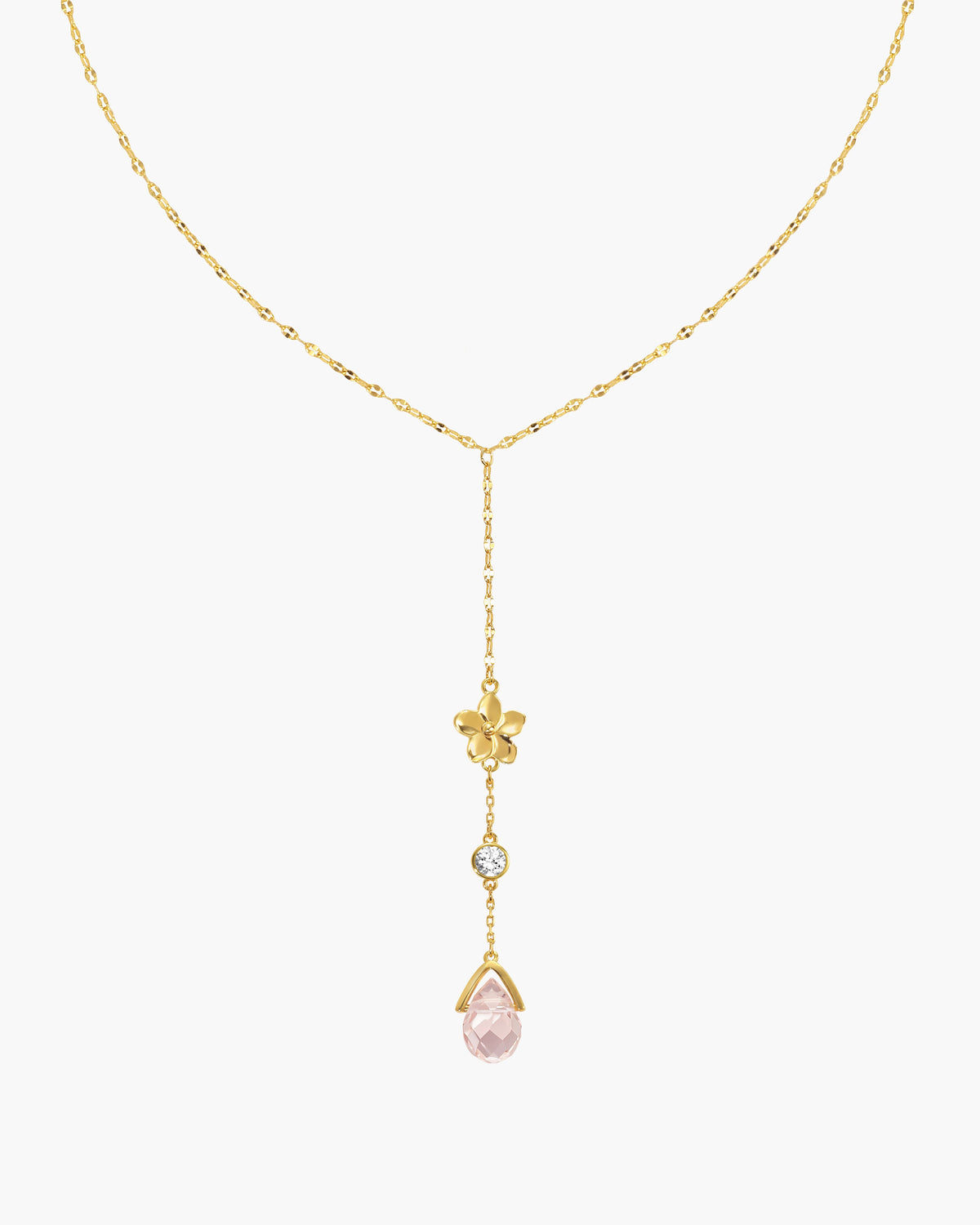 Petal Lariat Necklace in Silver