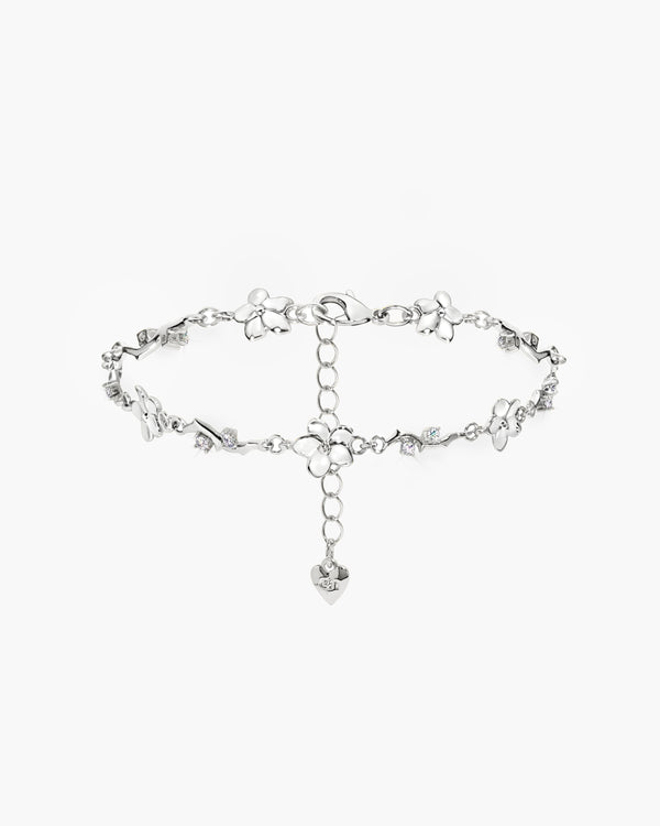 Ivy Floral Bracelet in Silver
