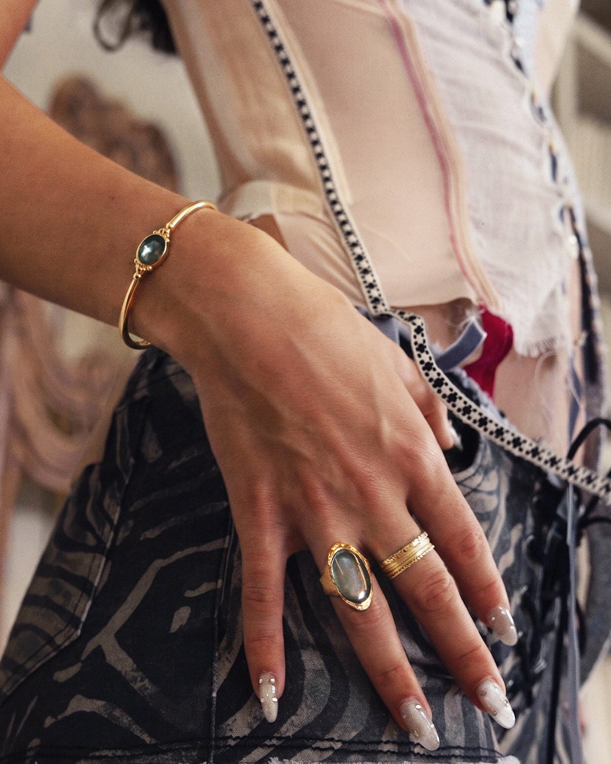Lia Black Mother of Pearl Bangle