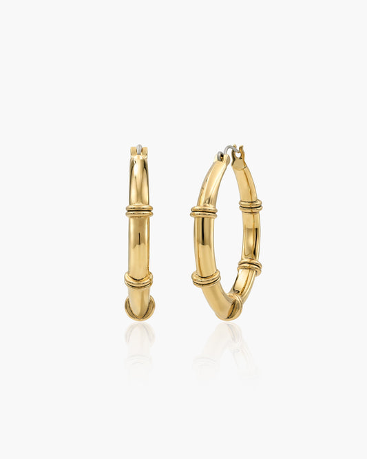 Banded Hoop Earrings in Gold