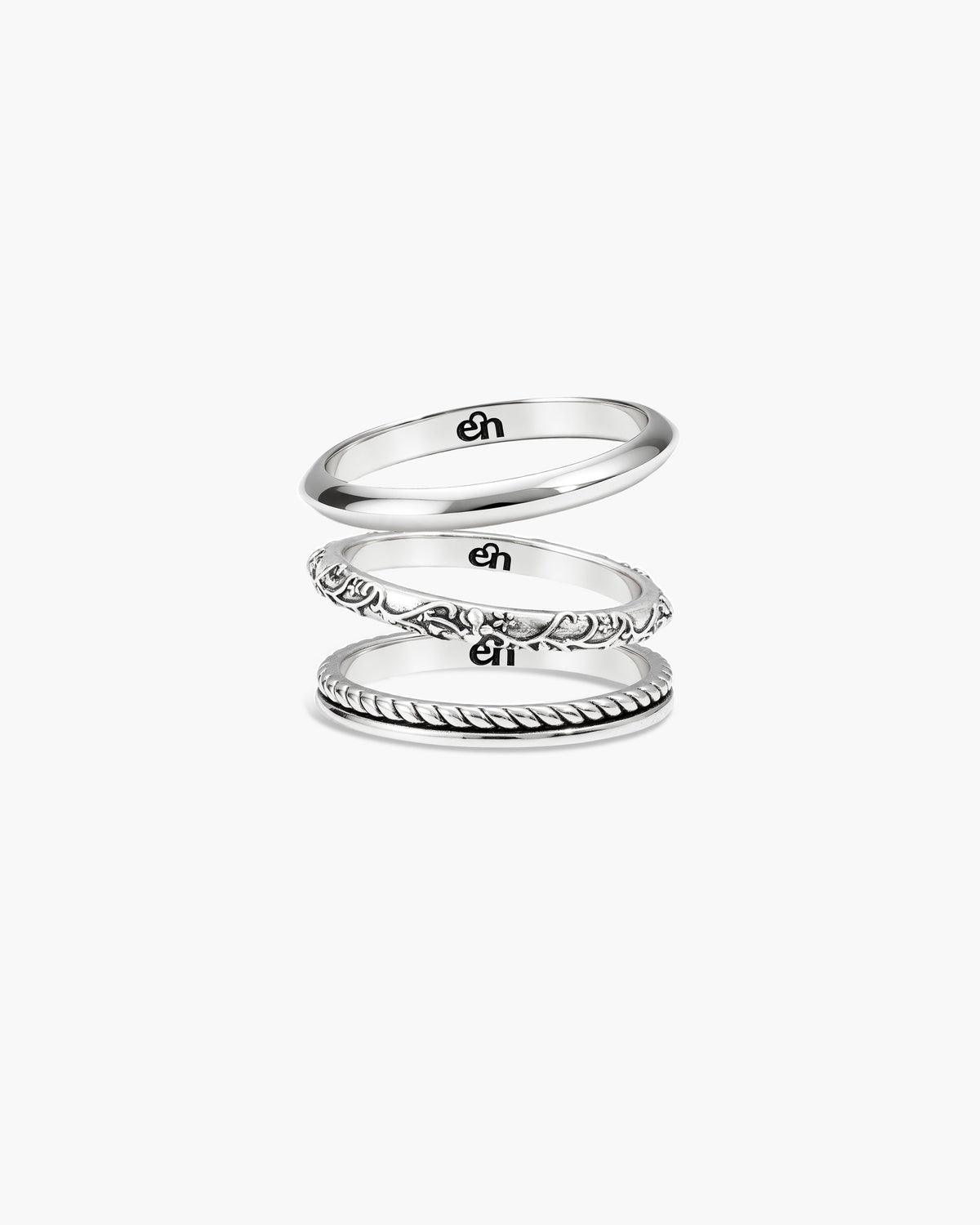 Orchid Stacking Ring Set in Silver