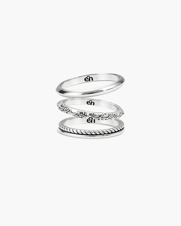 Orchid Stacking Ring Set in Silver