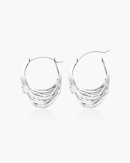 Liquid Shell Hoop Earrings in Silver