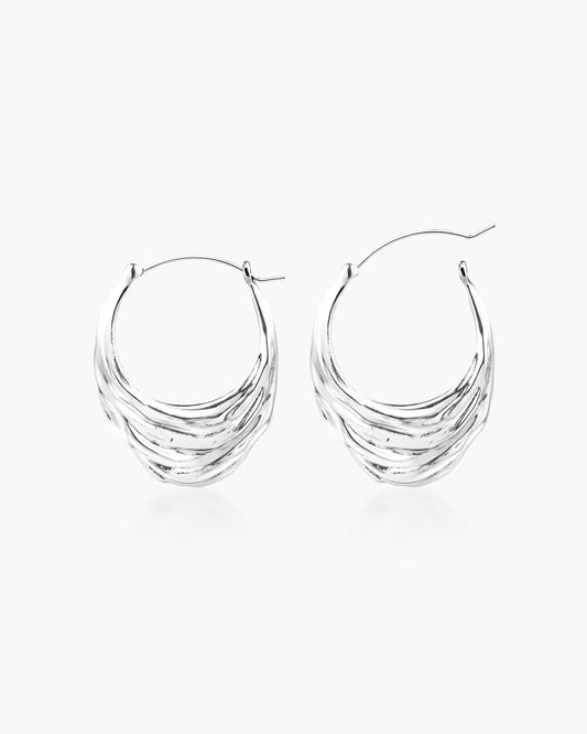 Liquid Shell Hoop Earrings in Silver