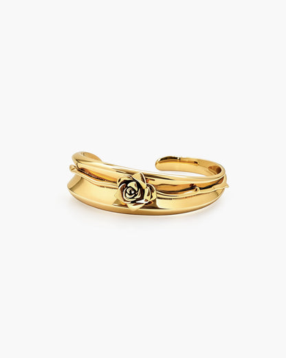 Wild Rose Sculpted Bangle in Silver