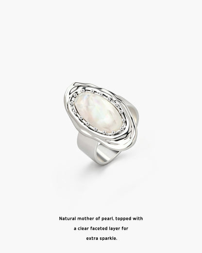 Crystal Cut Mother of Pearl Ring