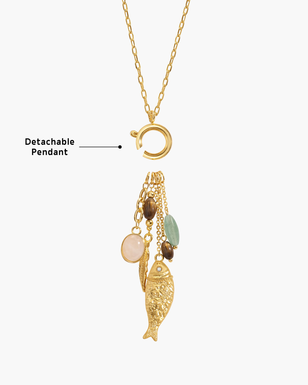 Drifter Multi-Charm Fish Pendant Necklace