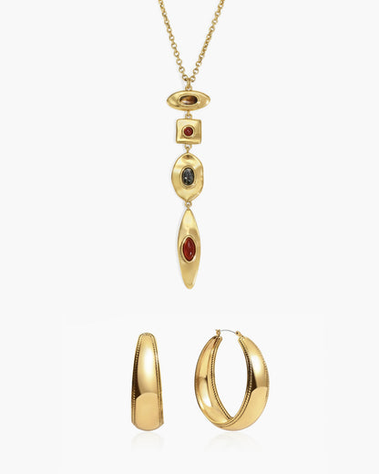 Petra Multi-Stone Drop Necklace in Gold