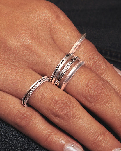 Orchid Stacking Ring Set in Silver