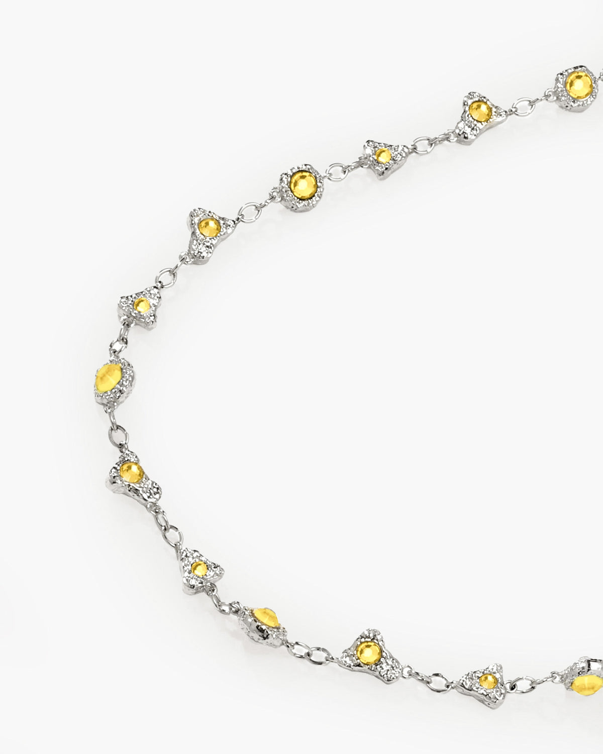 Lemon Crystal Long Chain in Silver