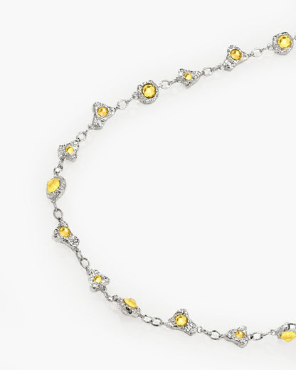 Lemon Crystal Long Chain in Silver