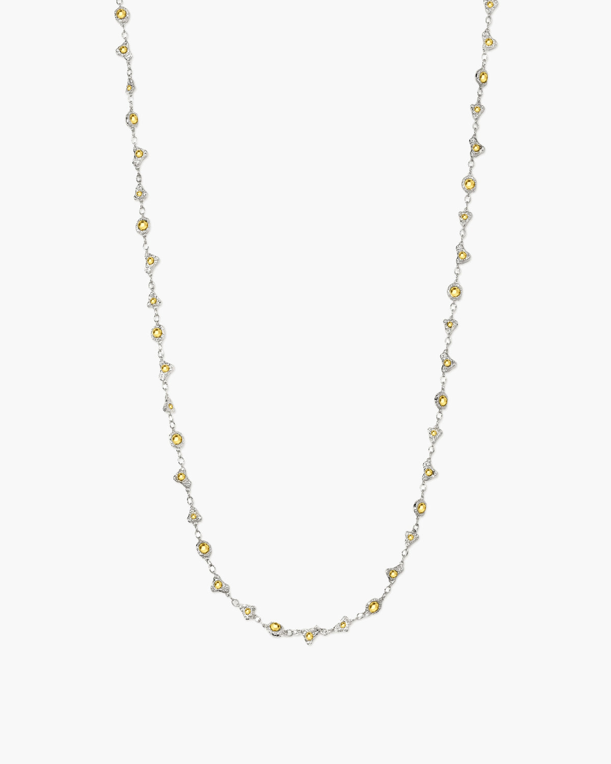 Lemon Crystal Long Chain in Silver