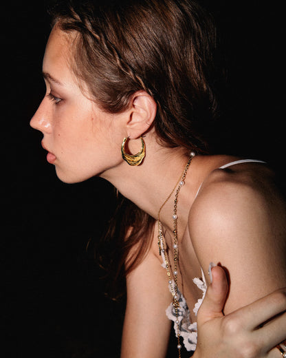 Liquid Shell Hoop Earrings in Gold