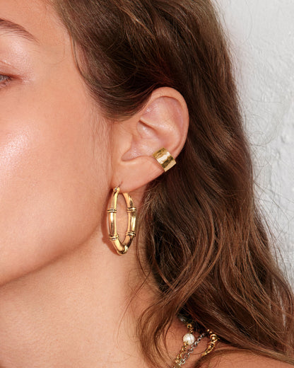 Banded Hoop Earrings in Gold