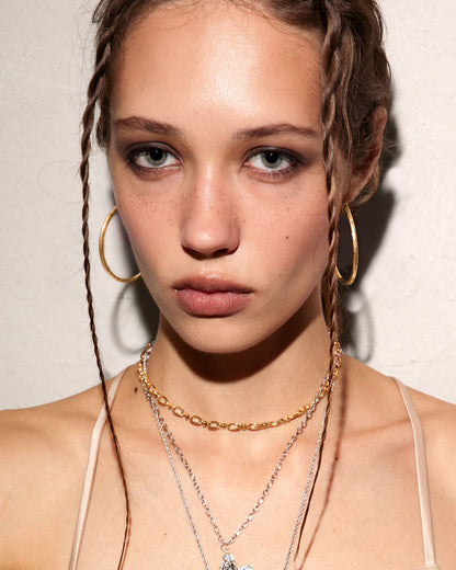 Cross Engraved Large Hoops in Gold
