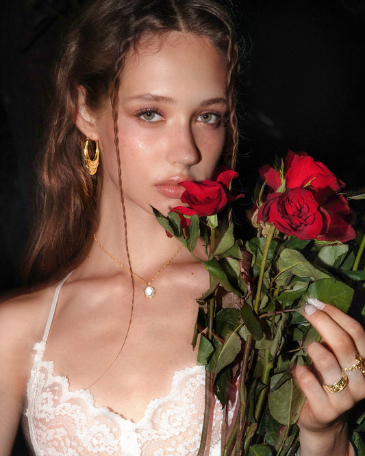 Liquid Shell Hoop Earrings in Gold