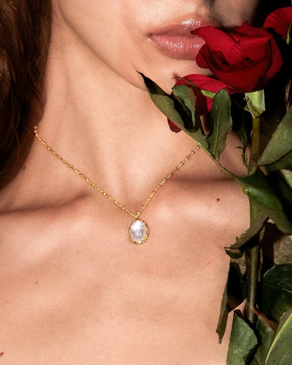 Crystal Cut Mother of Pearl Necklace