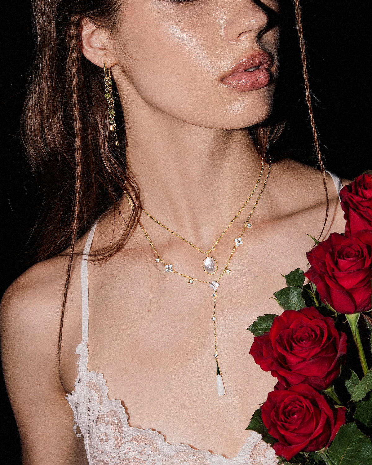 Crystal Cut Mother of Pearl Necklace