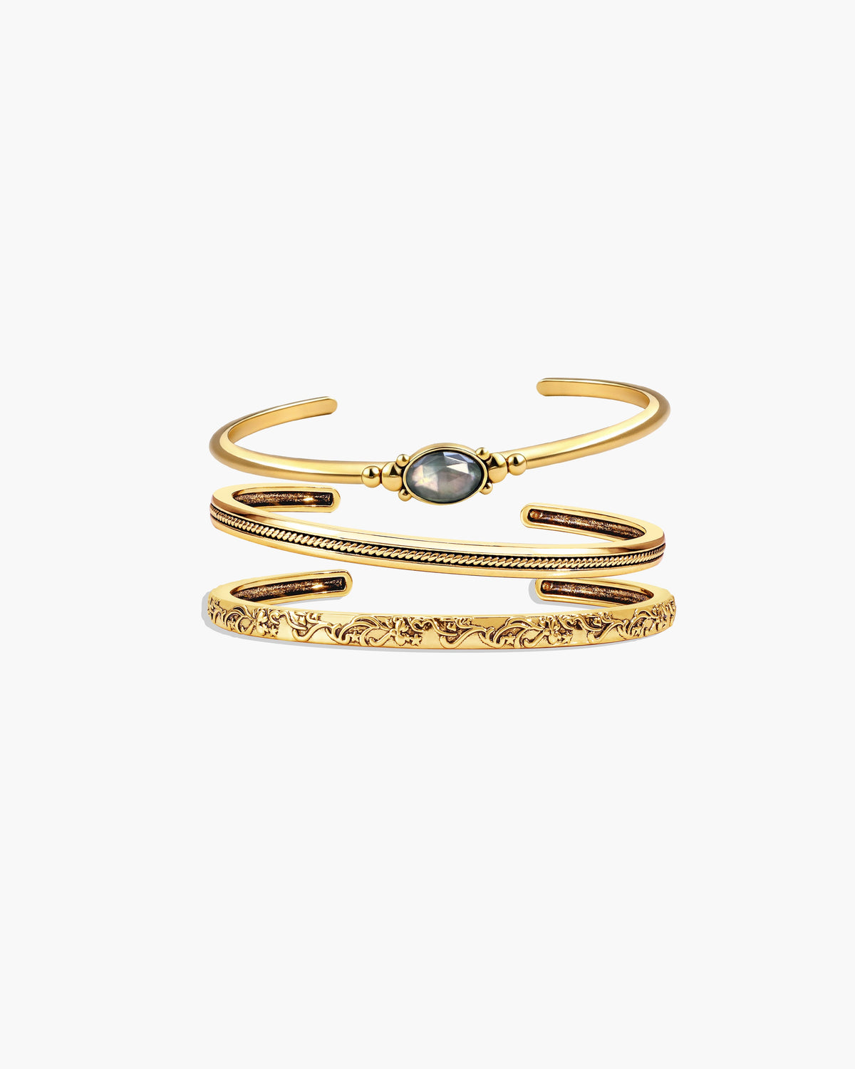 Orchid Stacking Bangle Set in Gold