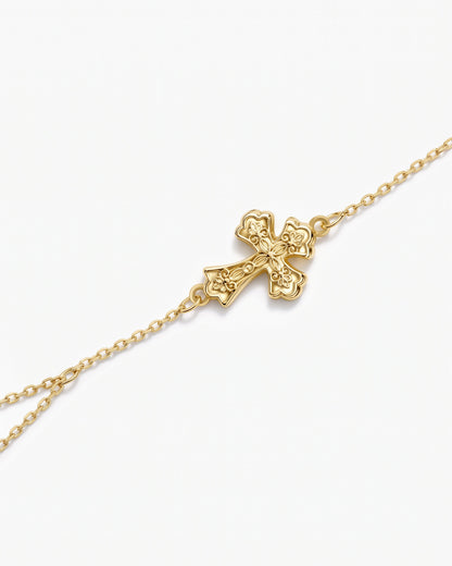 Relic Cross Charm Hand Chain in Gold