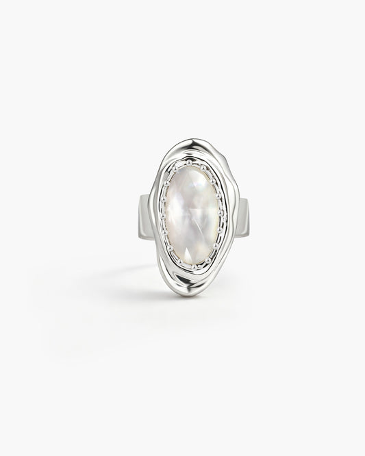 Crystal Cut Mother of Pearl Ring