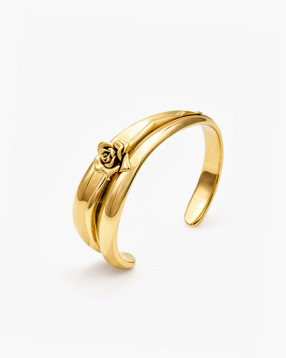 Wild Rose Sculpted Bangle in Gold