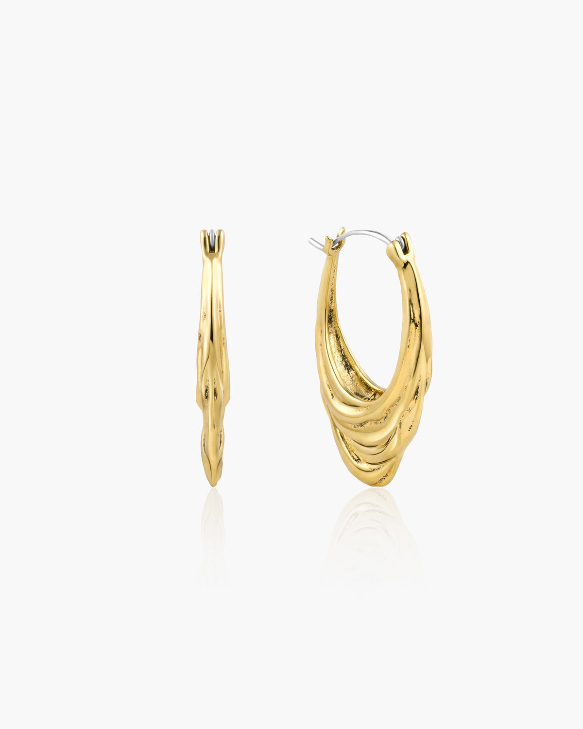 Liquid Shell Hoop Earrings in Gold