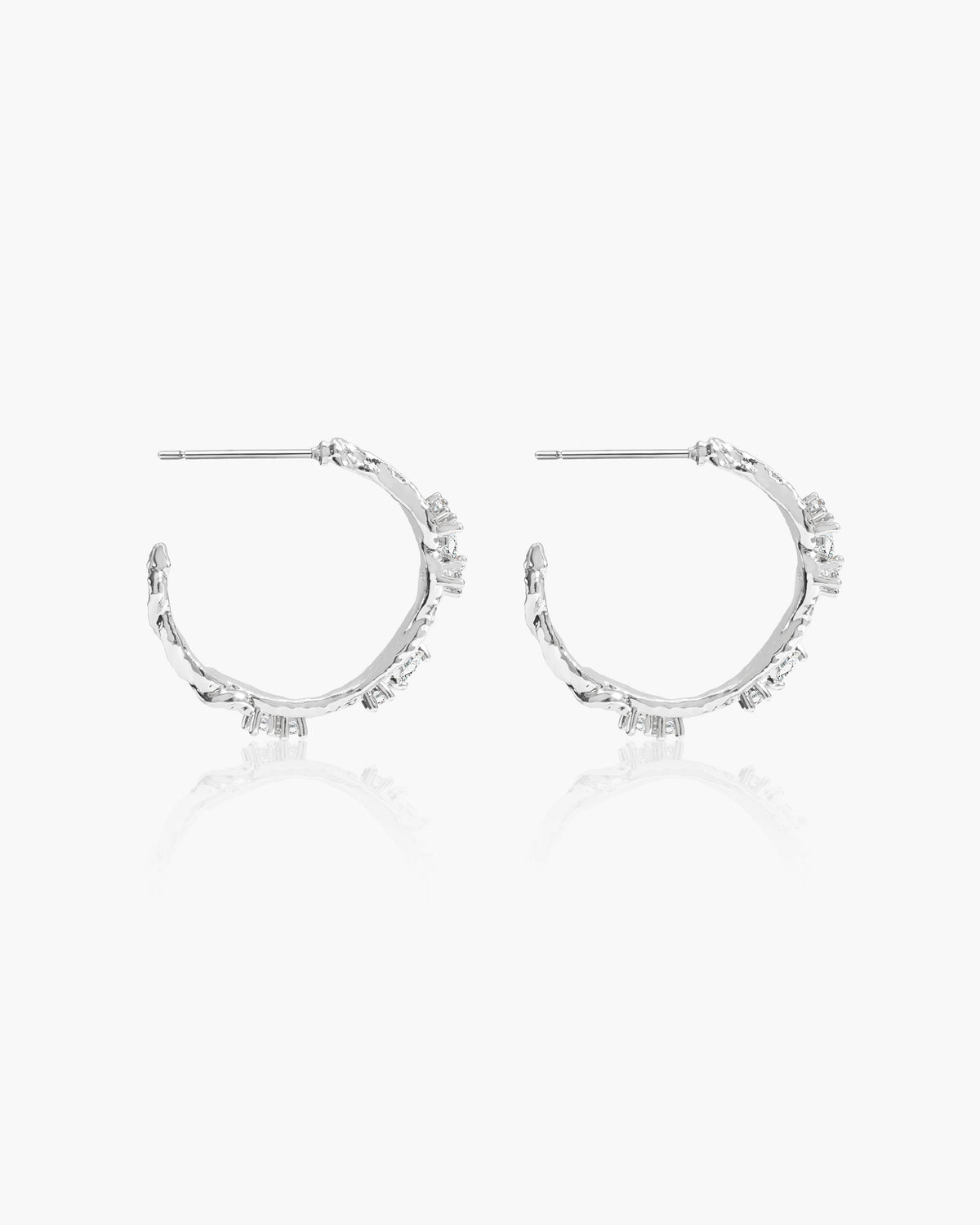 Moonlit Ivy Hoops Earrings in Silver