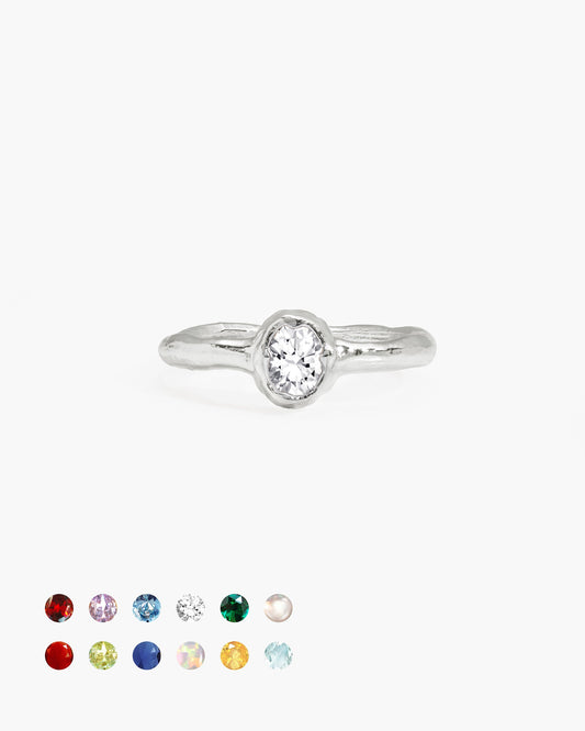 Birthstone Ring in Silver - April
