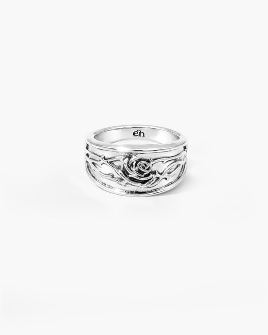 Rosa Band Ring in Silver