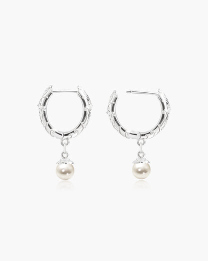Serenade of Orchid Pearl Hoops in Silver