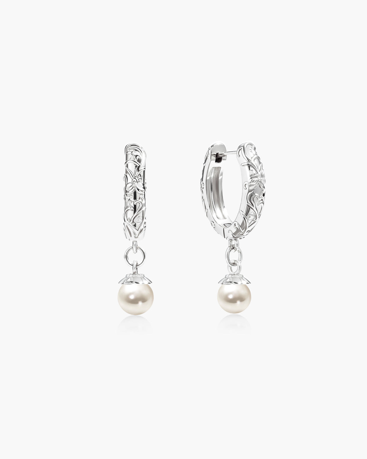 Serenade of Orchid Pearl Hoops in Silver