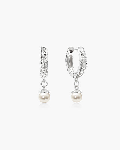 Serenade of Orchid Pearl Hoops in Silver