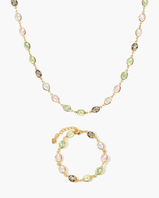 Whimsical Romance Stone Necklace and Bracelet Set
