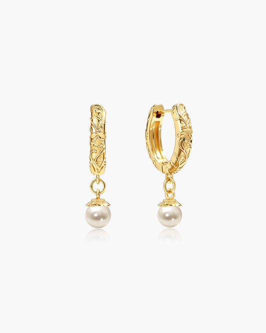 Serenade of Orchid Pearl Hoops in Gold