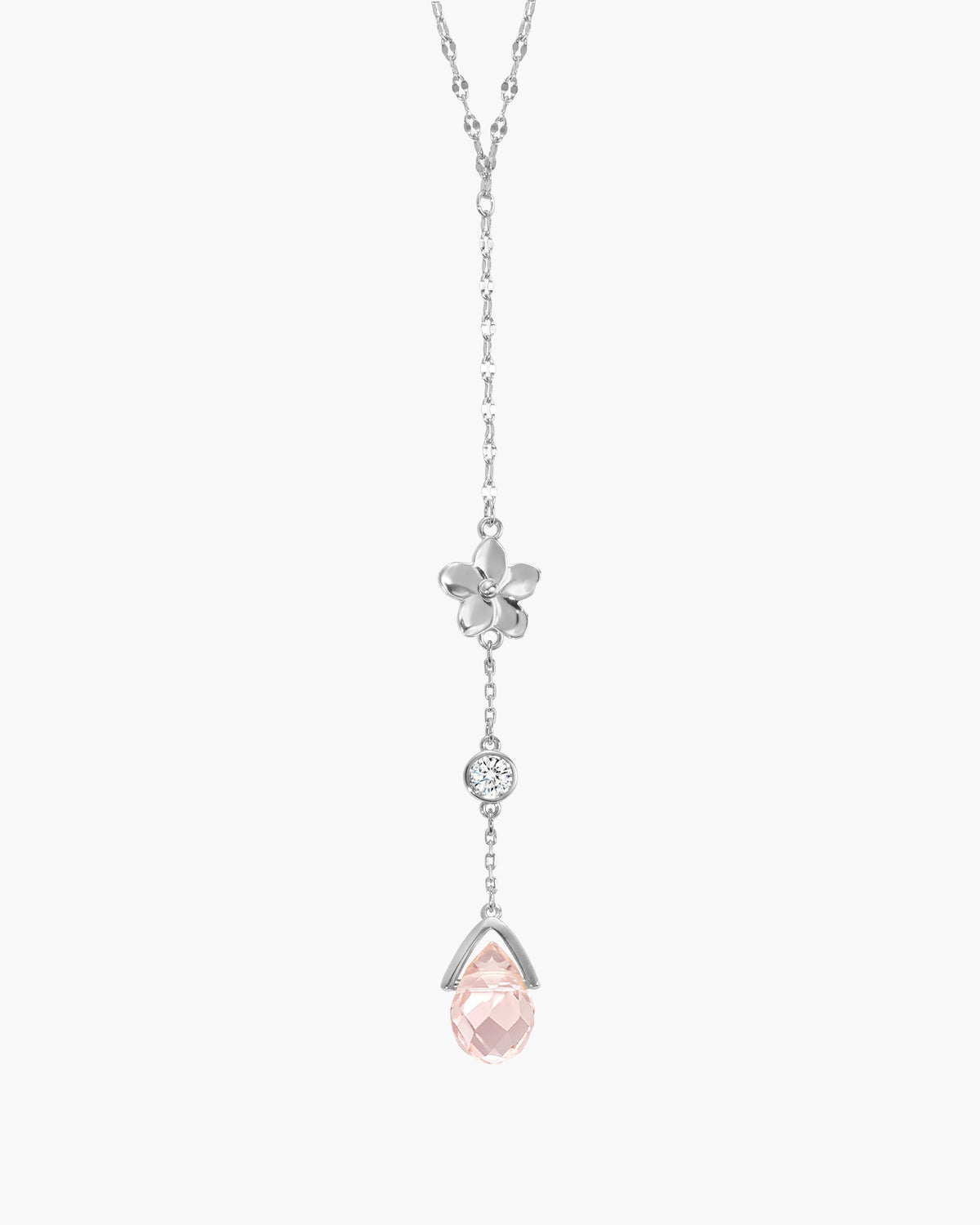 Petal Lariat Necklace in Silver