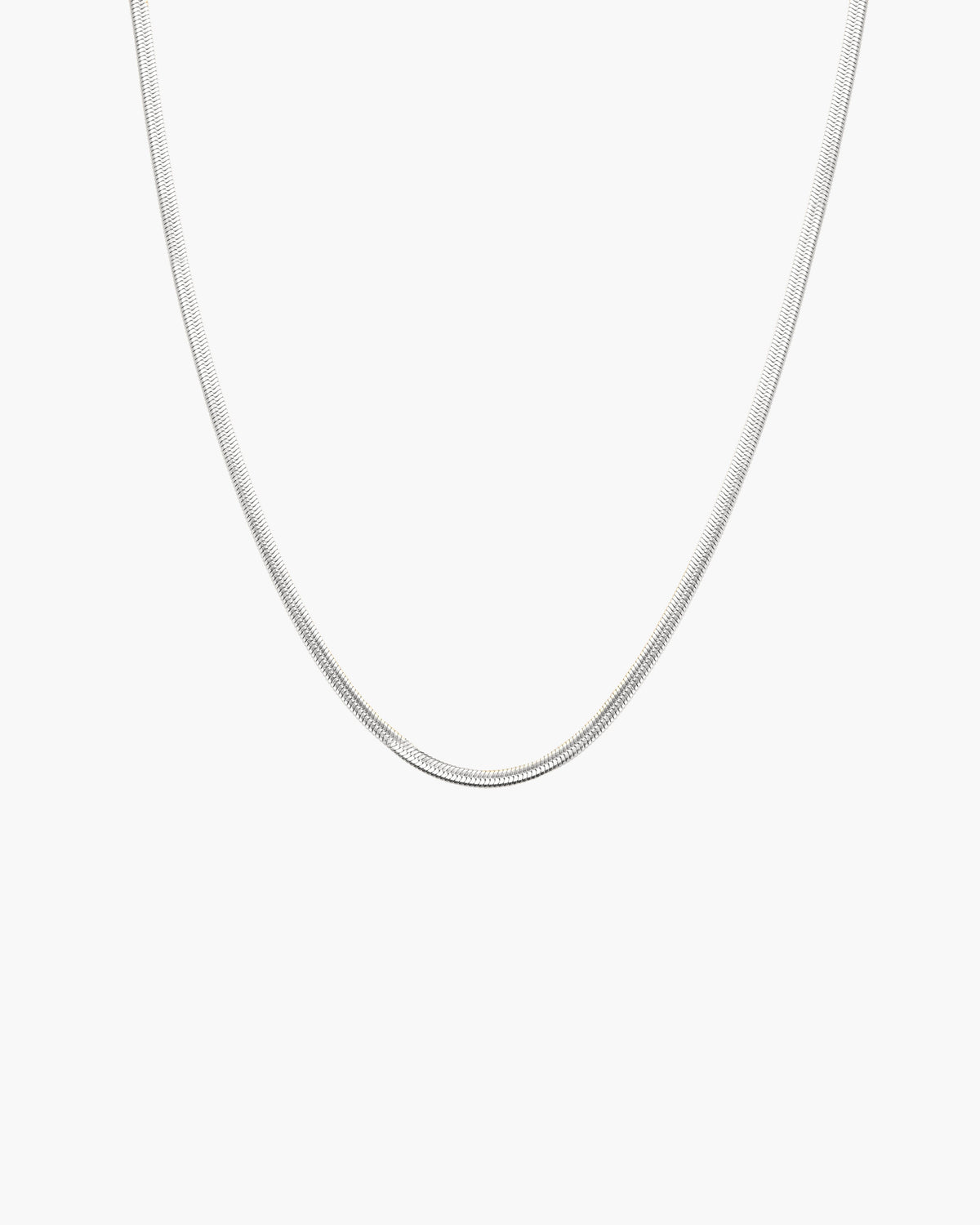 3mm Herringbone Chain Necklace in Silver