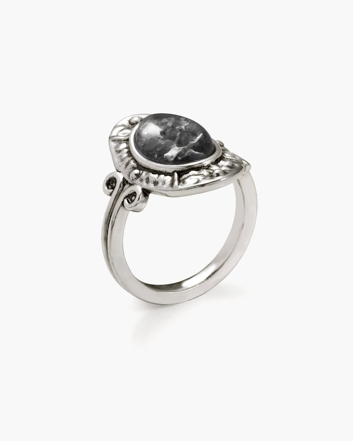 Lunar Veil Moss Agate Ring