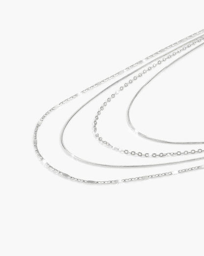 Isla Multi Layer Chain Necklace in Silver