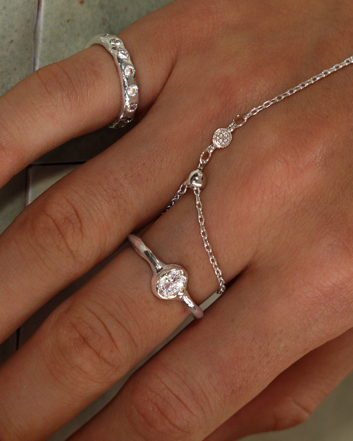 Birthstone Ring in Silver - April