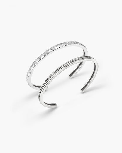 Orchid Stacking Bangle Set in Silver
