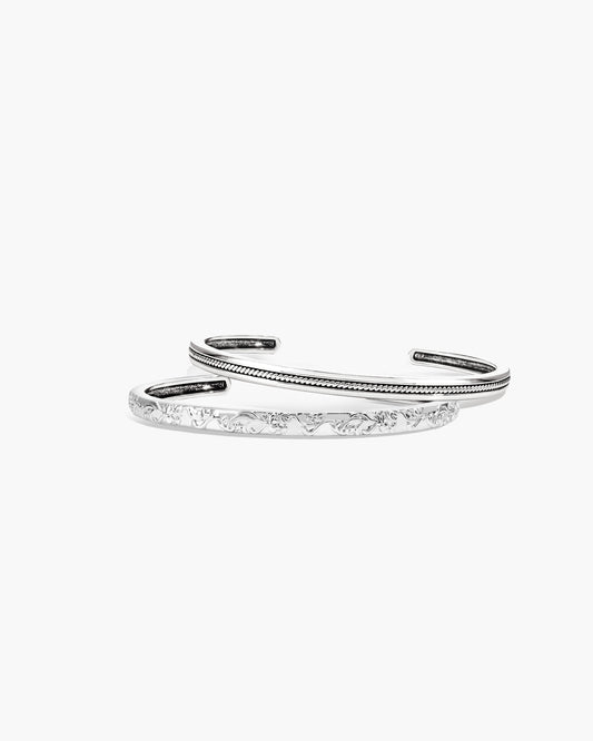 Orchid Stacking Bangle Set in Silver