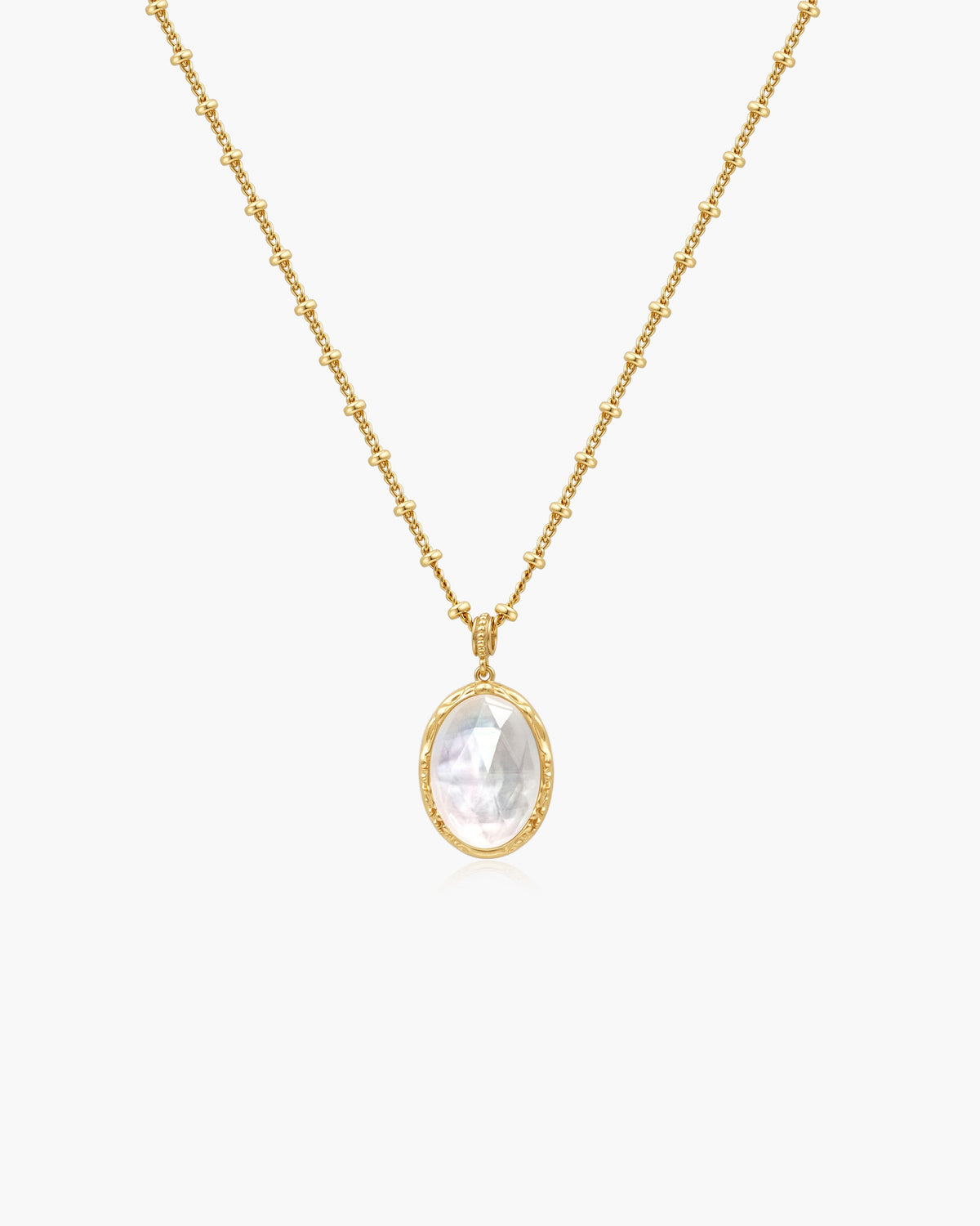 Crystal Cut Mother of Pearl Necklace