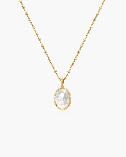 Crystal Cut Mother of Pearl Necklace