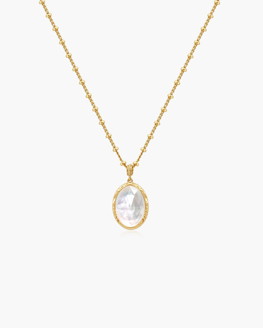 Crystal Cut Mother of Pearl Necklace