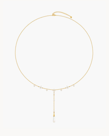 Fleur Mother of Pearl Lariat Necklace