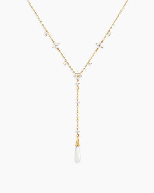 Fleur Mother of Pearl Lariat Necklace