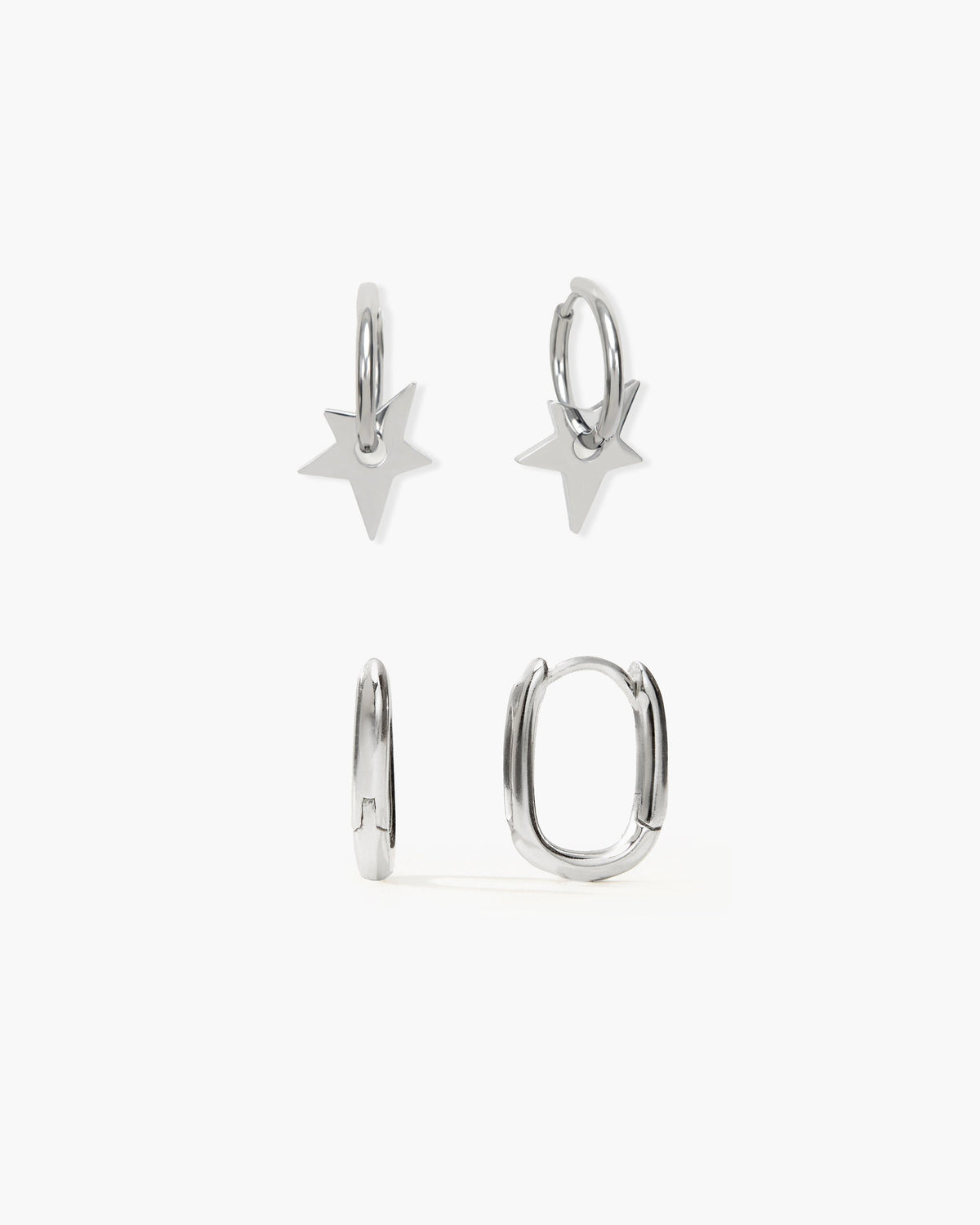 Star & Link Earrings Set